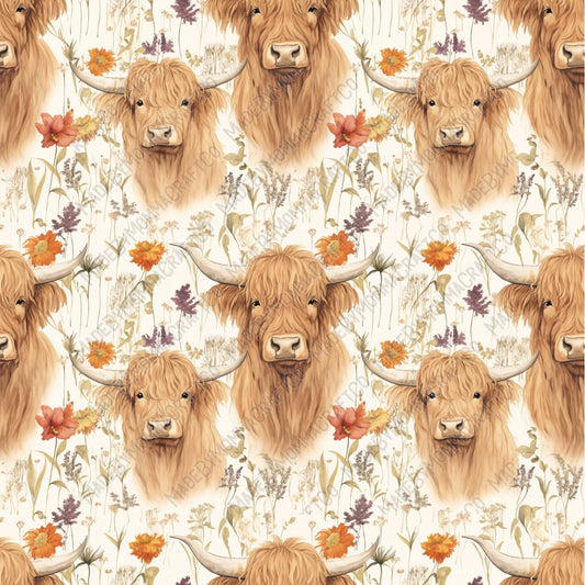 Highland Cow 20 - Vinyl Or Waterslide Seamless Wrap