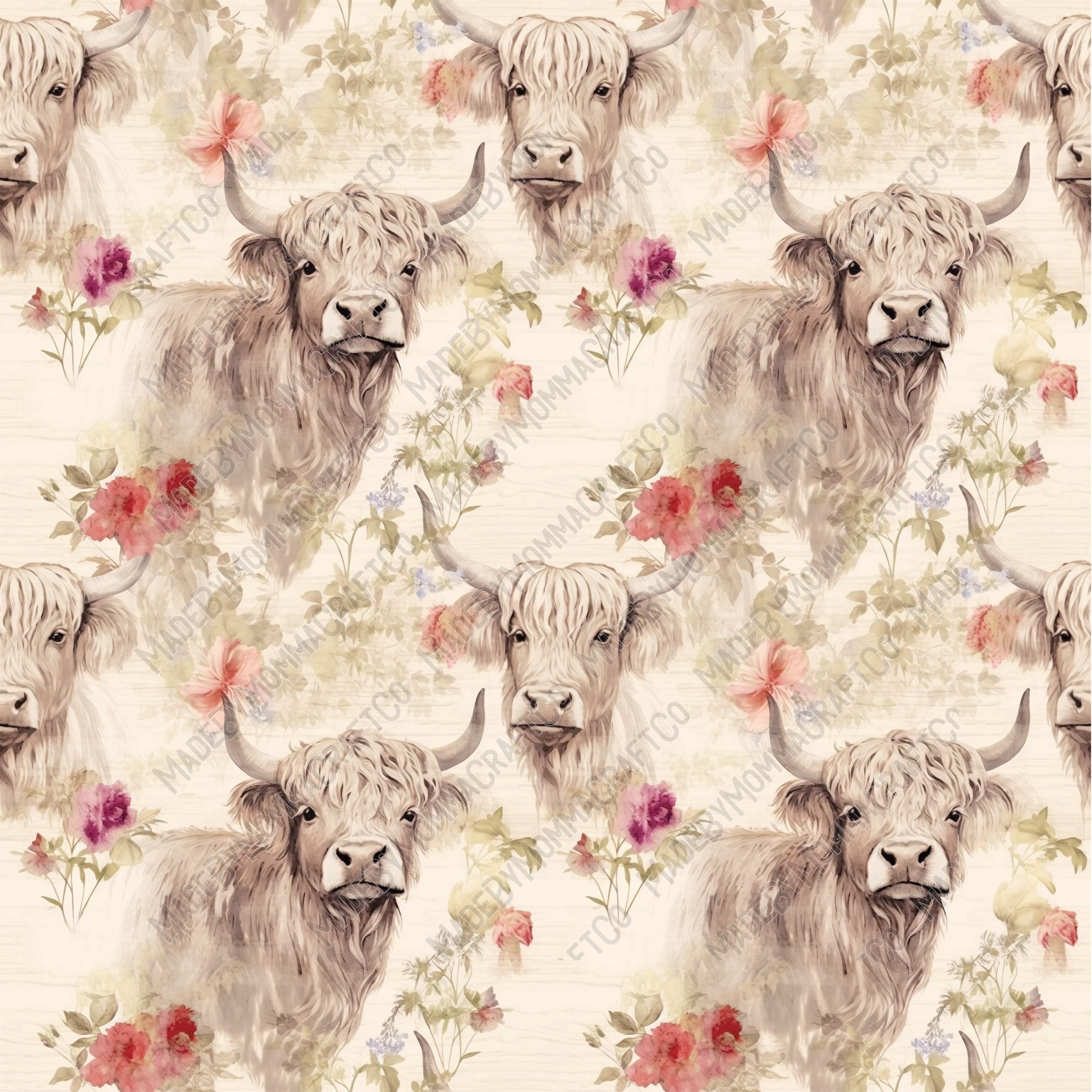 Highland Cow 4 - Vinyl Or Waterslide Seamless Wrap