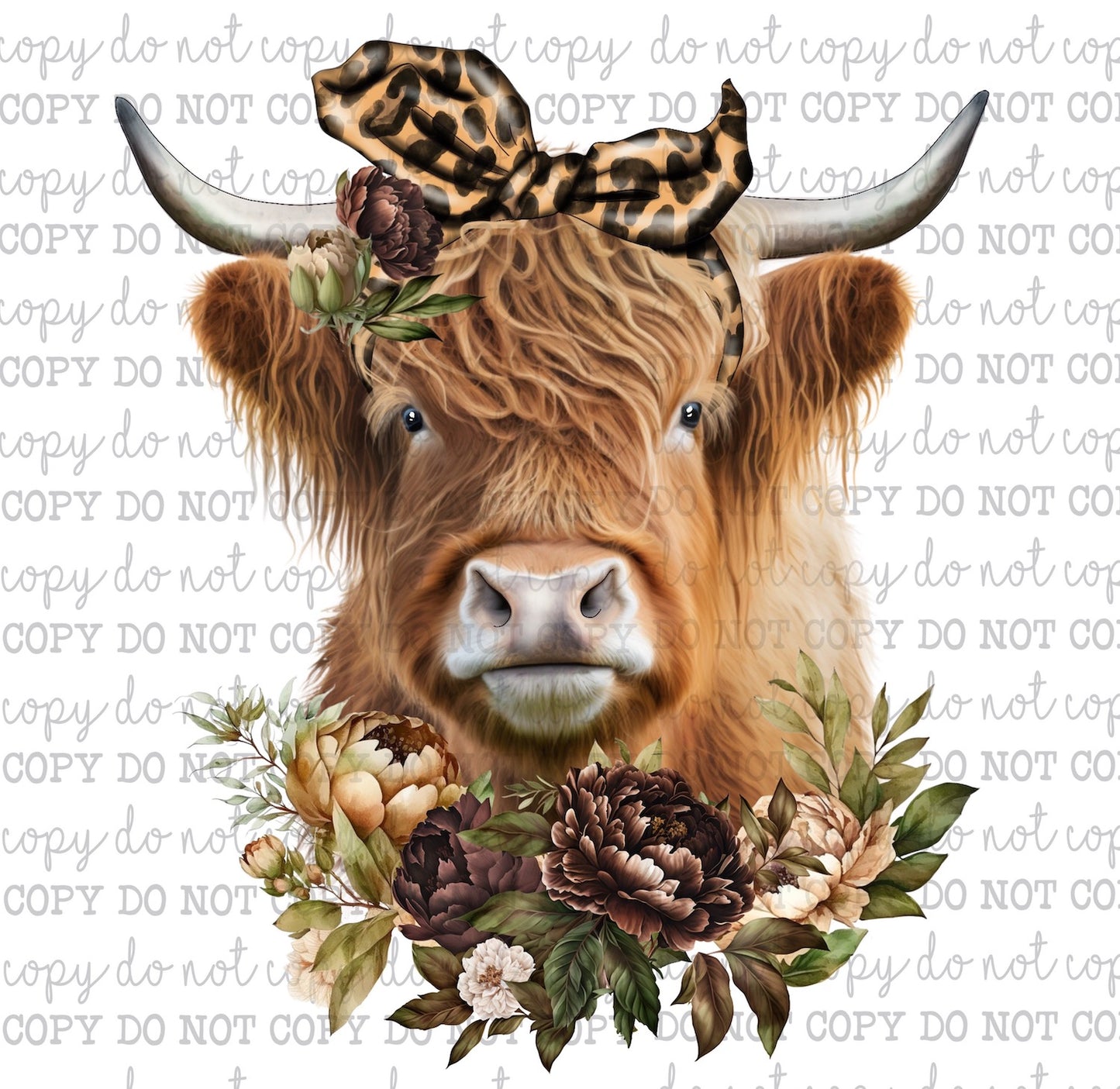 Highland Cow Leopard - Country Western - Cheat Clear Waterslide™ or White Cast Sticker