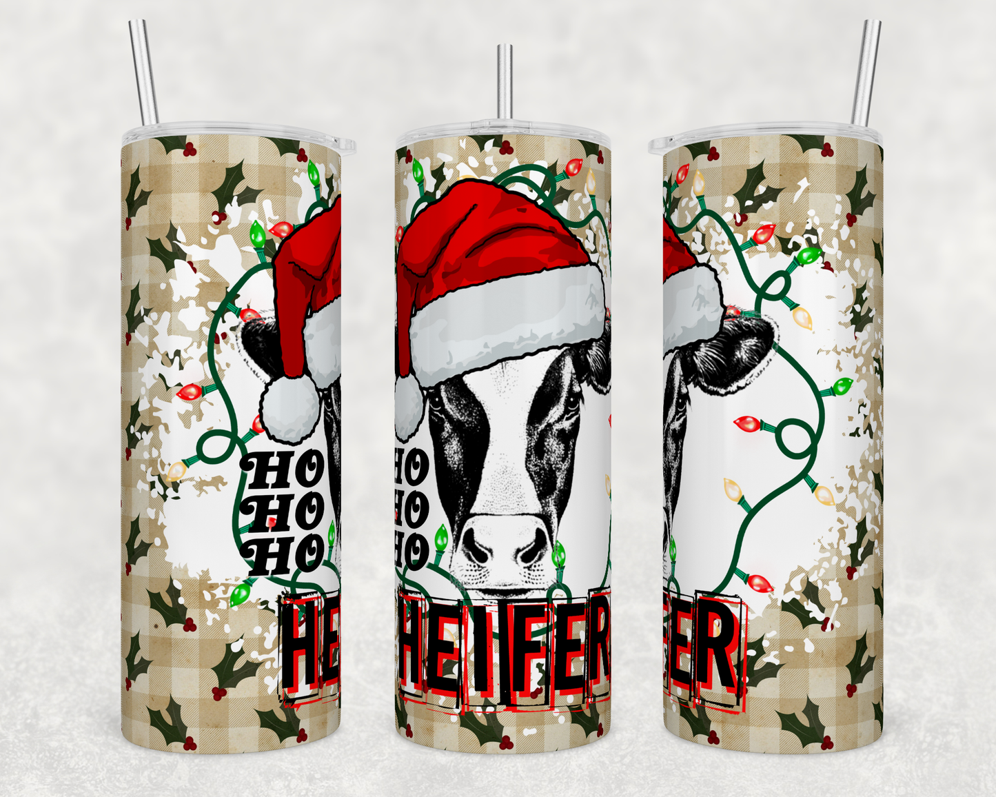 Ho Ho Heifer - Sublimation or Waterslide Wrap - 20oz and 30oz