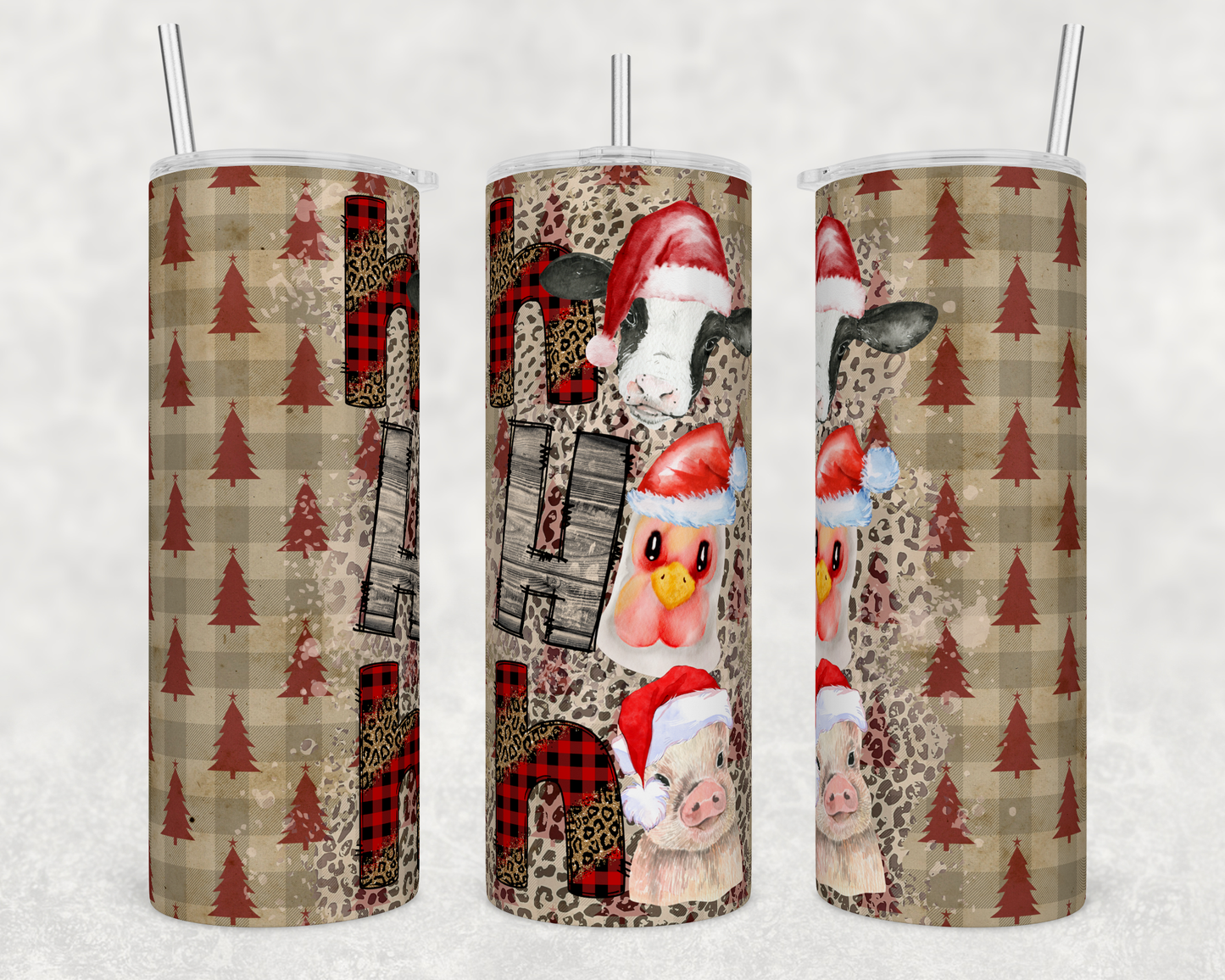 Ho Ho Animals - Sublimation or Waterslide Wrap - 20oz and 30oz