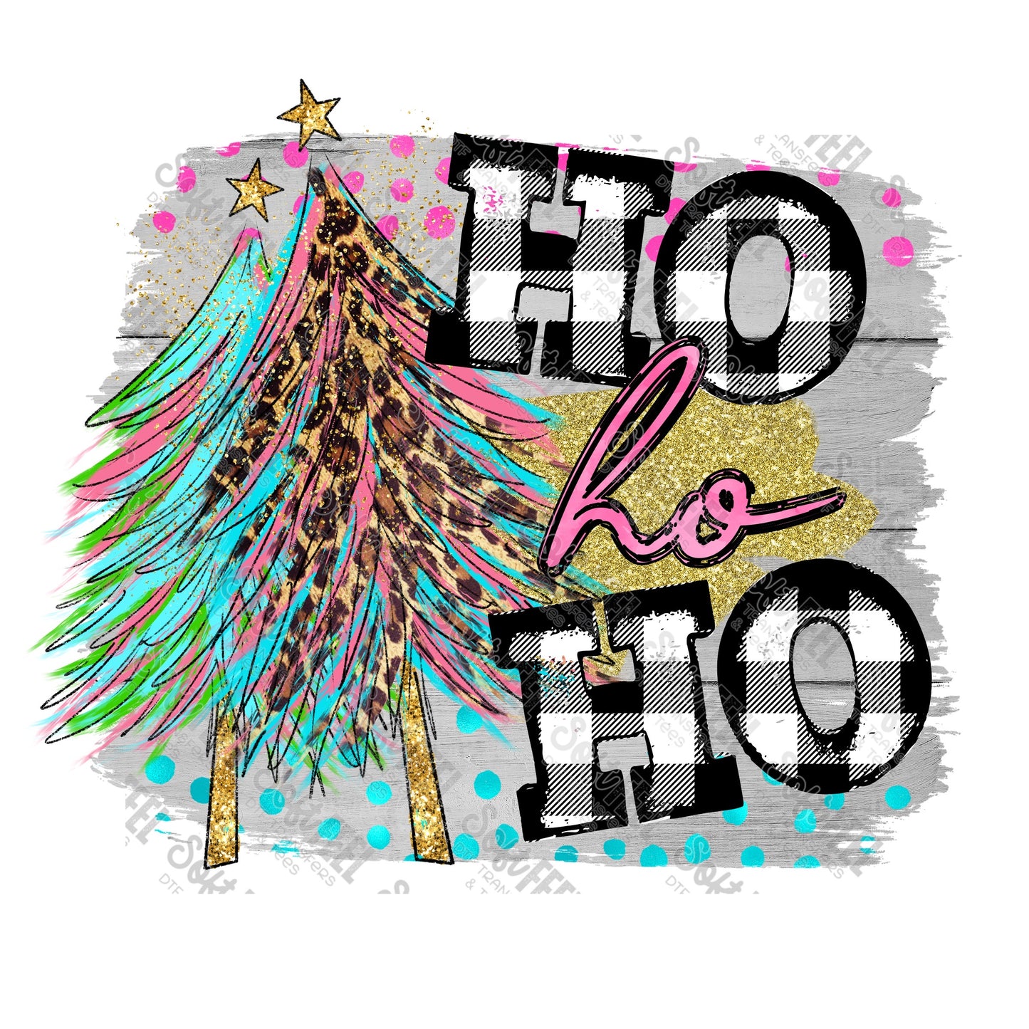 Ho Ho Ho Trees - Retro / Christmas - Direct To Film Transfer / DTF - Heat Press Clothing Transfer