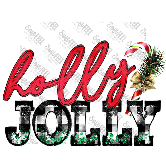 Holly Jolly - Christmas - Direct To Film Transfer / DTF - Heat Press Clothing Transfer