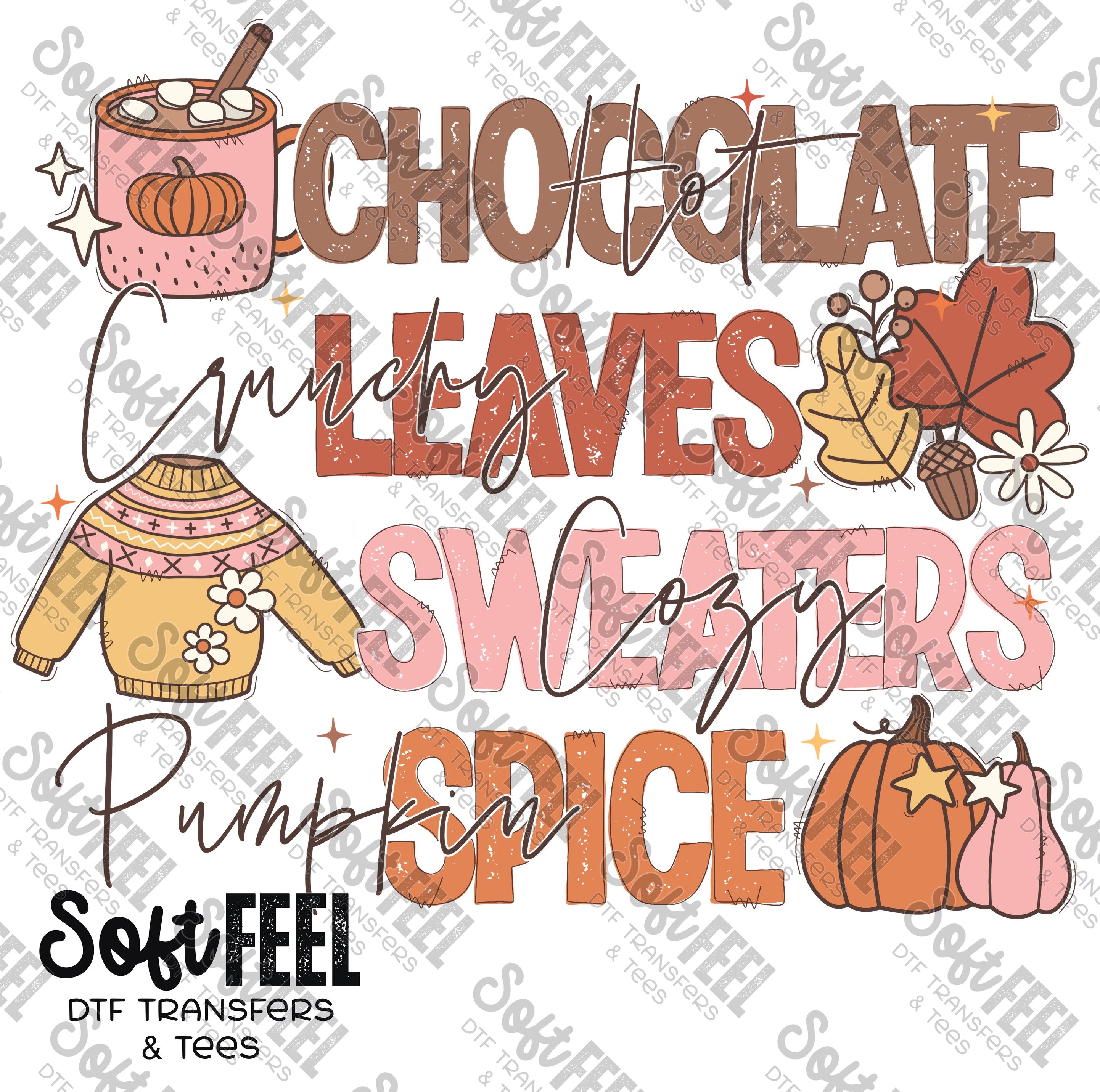 Hot Chocolate Crunchy Leaves Cozy Sweaters Pumpkin Spice - Fall - Dire 