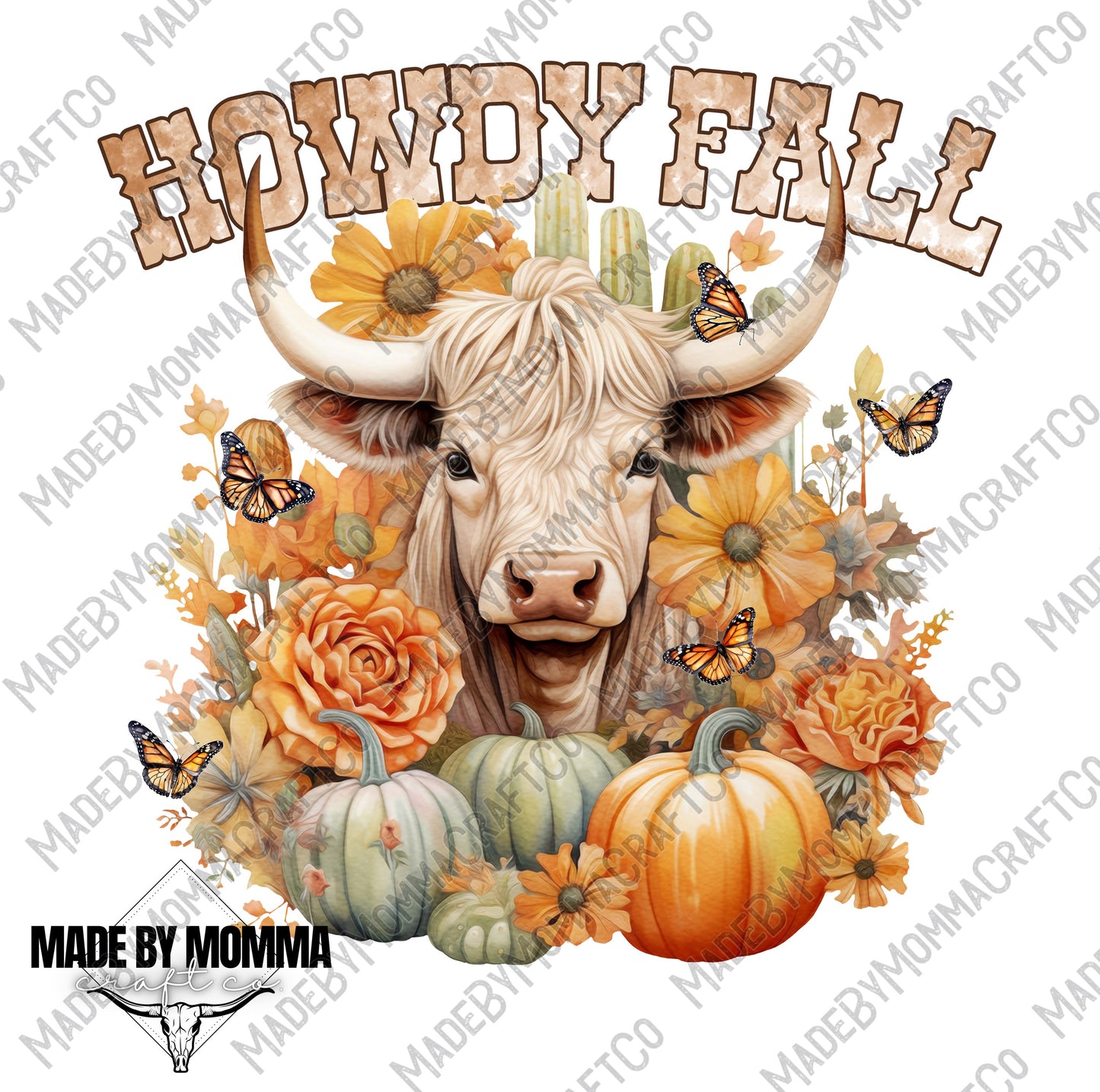 Howdy Fall Highland Cow - Fall - Cheat Clear Waterslide™ or White Cast Sticker