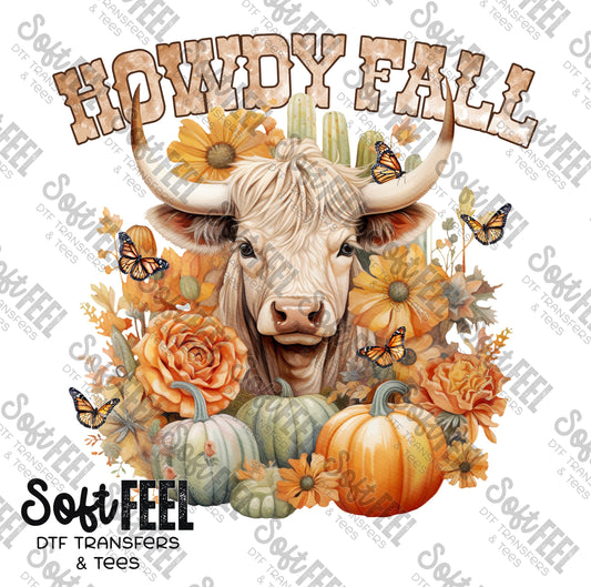 Howdy Fall Highland Cow - Fall - Direct To Film Transfer / DTF - Heat Press Clothing Transfer