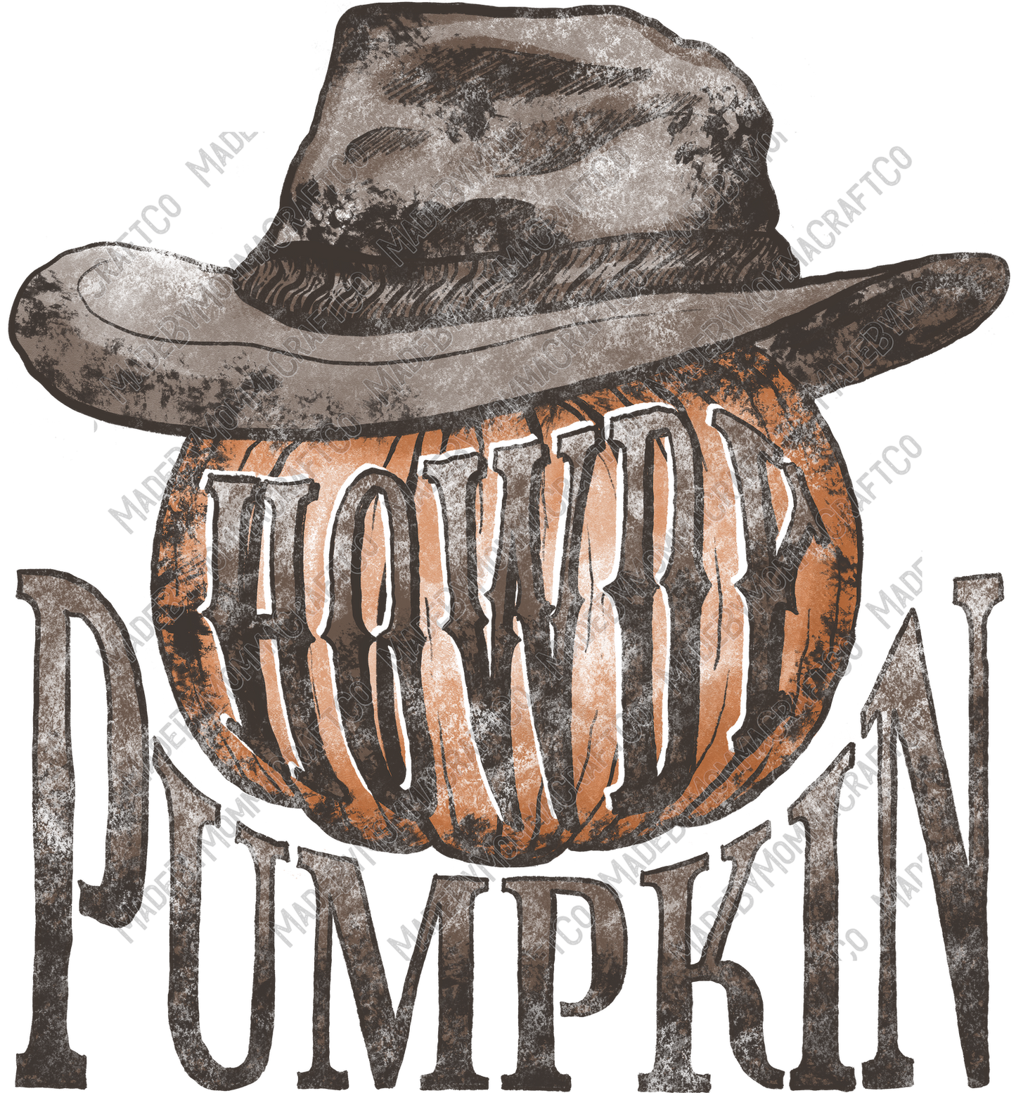 Howdy Pumpkin Western - Fall / Halloween - Cheat Clear Waterslide™ or White Cast Sticker