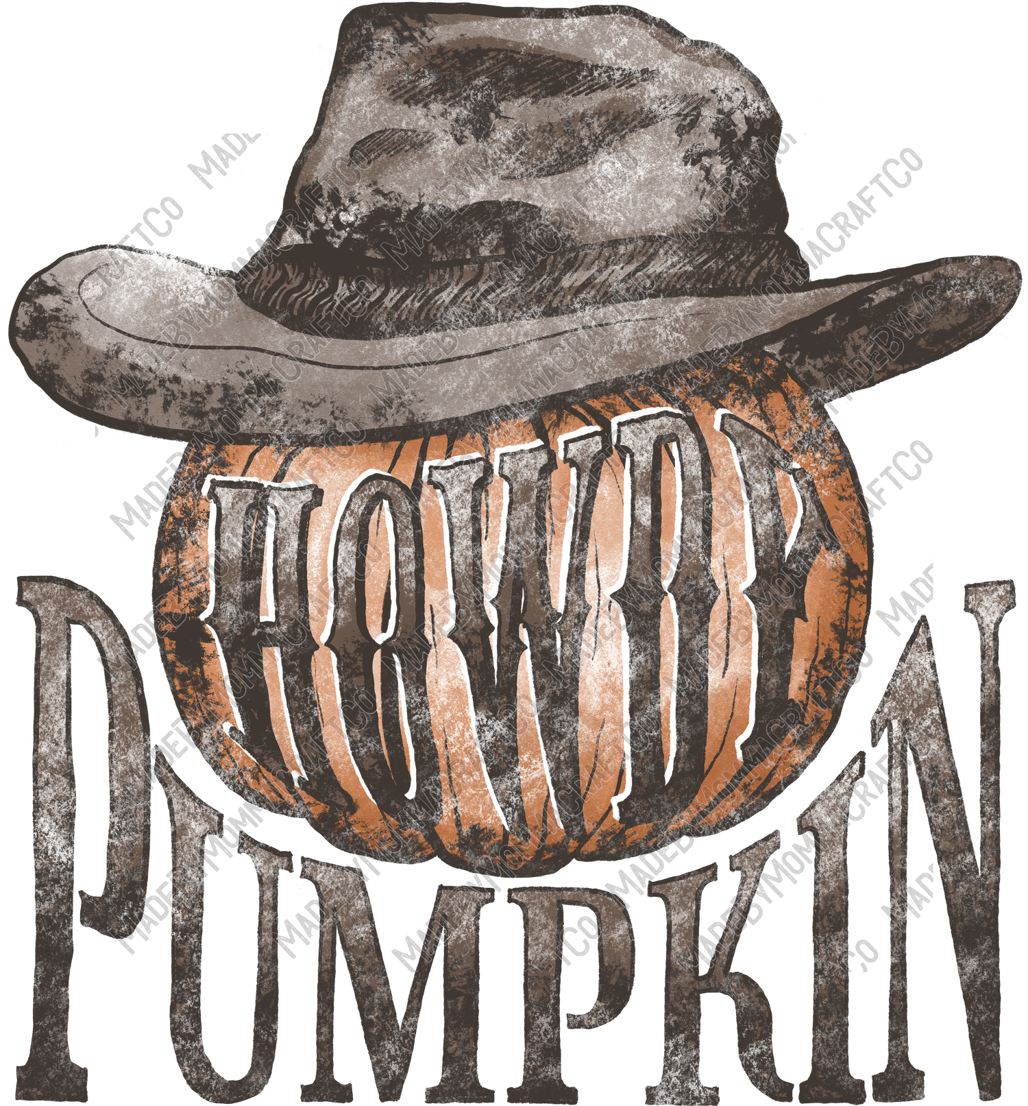 Howdy Pumpkin Western - Fall / Halloween - Cheat Clear Waterslide™ or White Cast Sticker