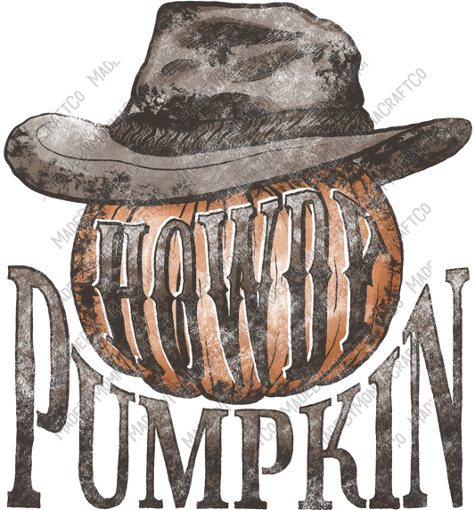 Howdy Pumpkin Western - Fall / Halloween - Cheat Clear Waterslide™ or White Cast Sticker