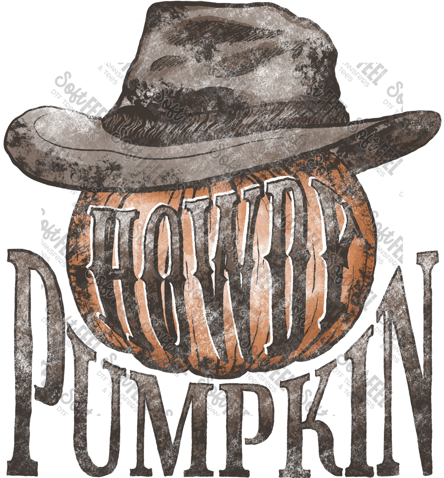 Howdy Pumpkin Western - Halloween Horror - Direct To Film Transfer / DTF - Heat Press Clothing Transfer