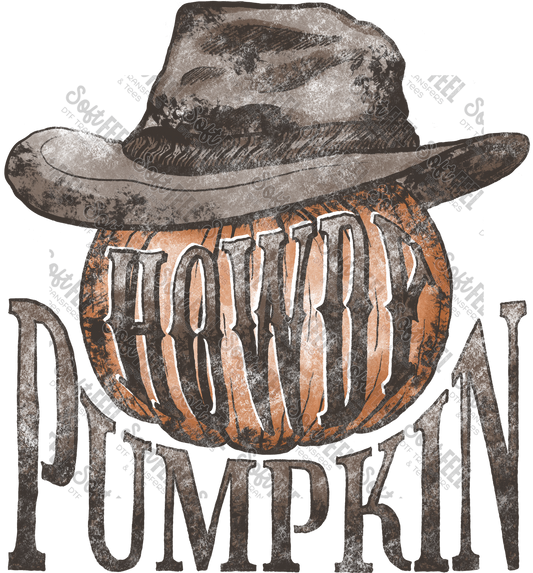 Howdy Pumpkin Western - Halloween Horror - Direct To Film Transfer / DTF - Heat Press Clothing Transfer