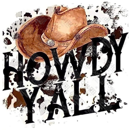 Howdy Y'all - Country Western - Direct To Film Transfer / DTF - Heat Press Clothing Transfer