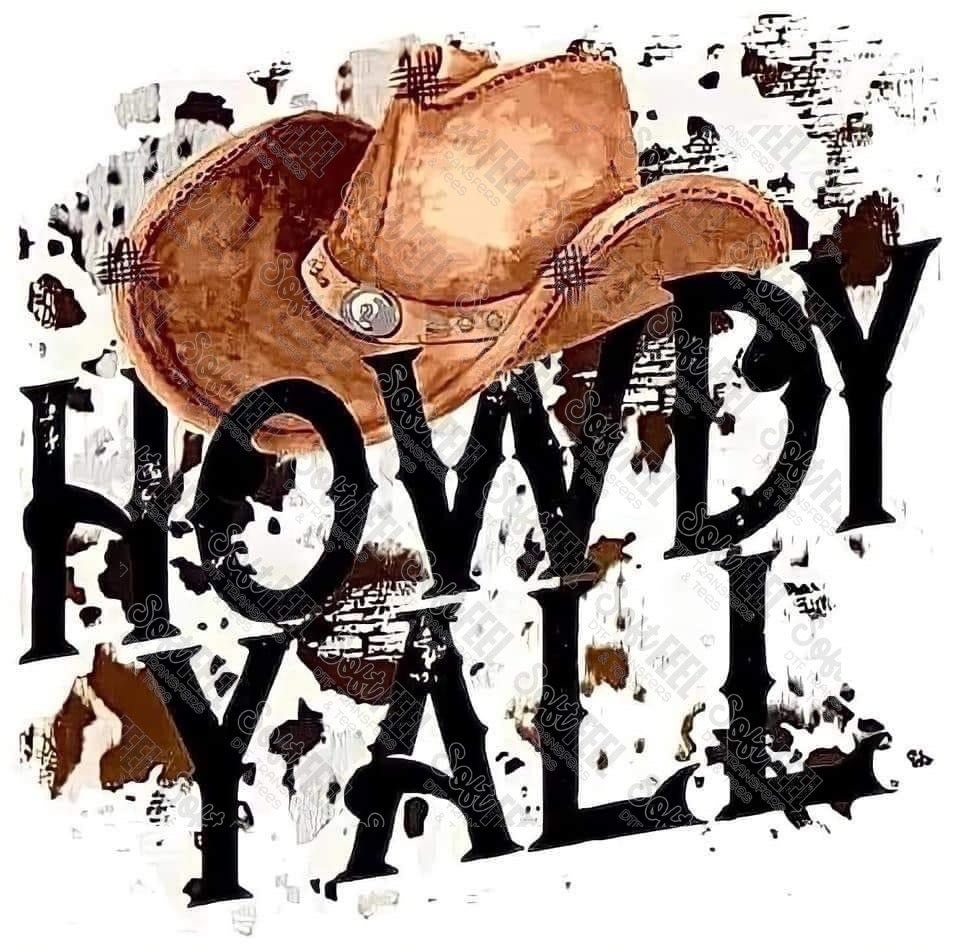 Howdy Y&#39;all - Country Western - Direct To Film Transfer / DTF - Heat Press Clothing Transfer
