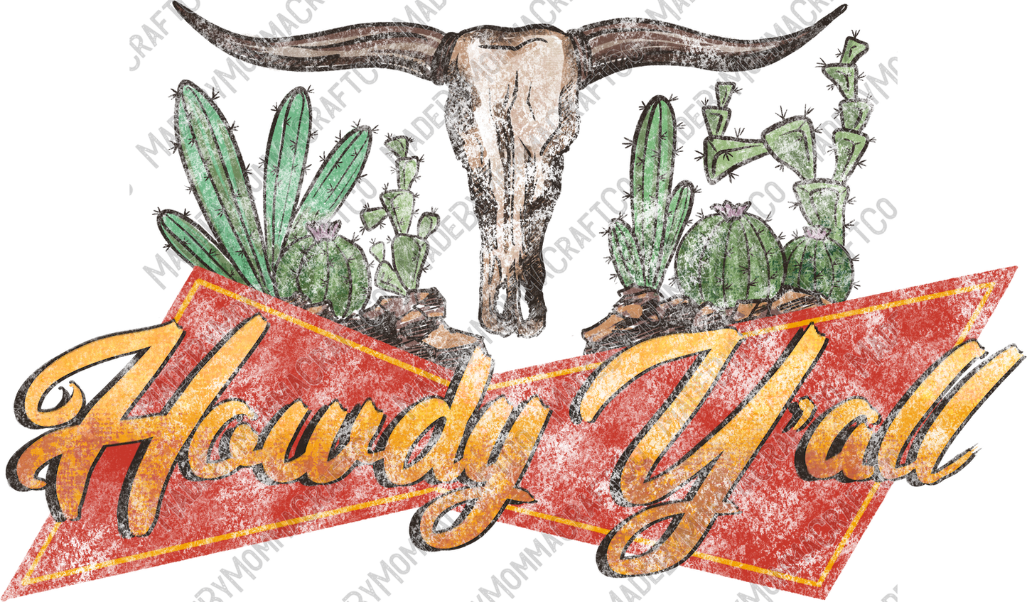 Howdy Yall -Western - Cheat Clear Waterslide™ or White Cast Sticker