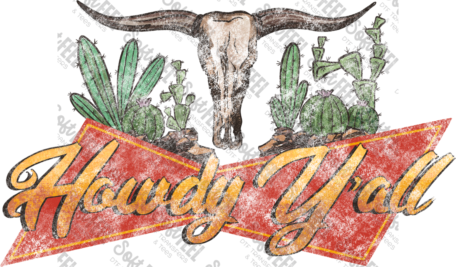 Howdy Y&#39;all - Country Western - Direct To Film Transfer / DTF - Heat Press Clothing Transfer