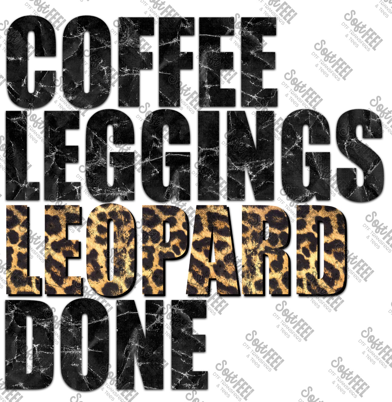 Coffee leggings leopard done - Direct To Film Transfer / DTF - Heat Press Clothing Transfer