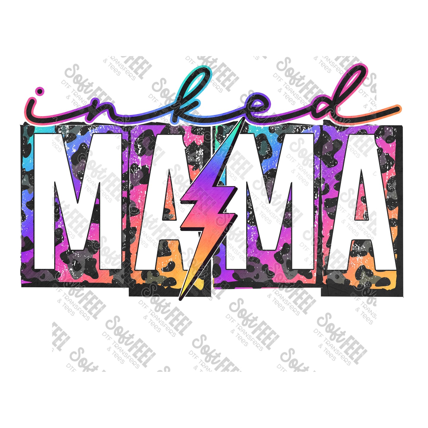 Inked Mama Lightning Leopard - Women's / Retro - Direct To Film Transfer / DTF - Heat Press Clothing Transfer