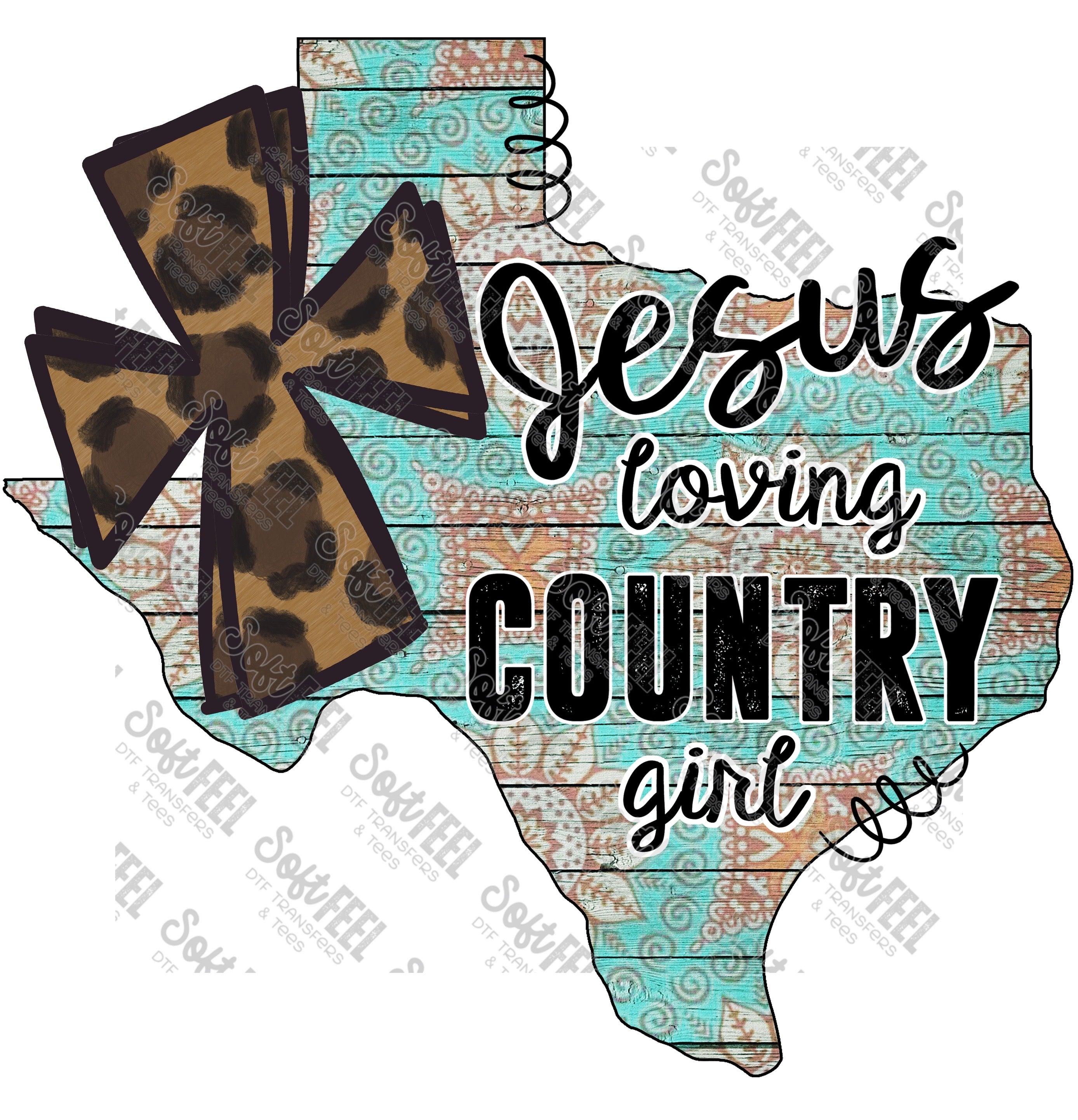 Jesus Loving Country Girl TEXAS - Christian / Country Western / Women&#39;s - Direct To Film Transfer / DTF - Heat Press Clothing Transfer