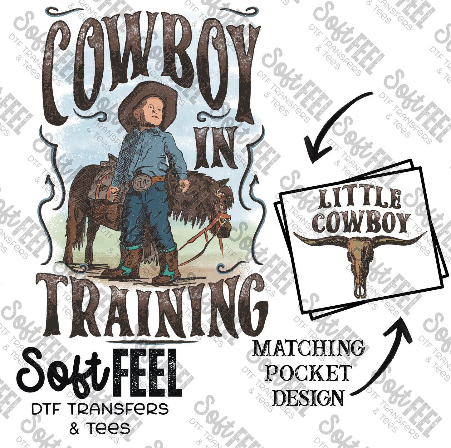 Cowboy In Training - Country Western / Youth - Direct To Film Transfer / DTF - Heat Press Clothing Transfer