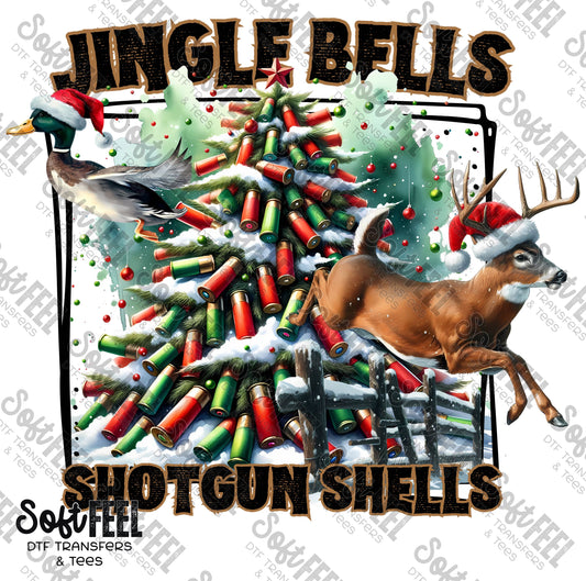 Jingle Bells Shotgun Shells - Hunting /  Christmas - Direct To Film Transfer / DTF - Heat Press Clothing Transfer