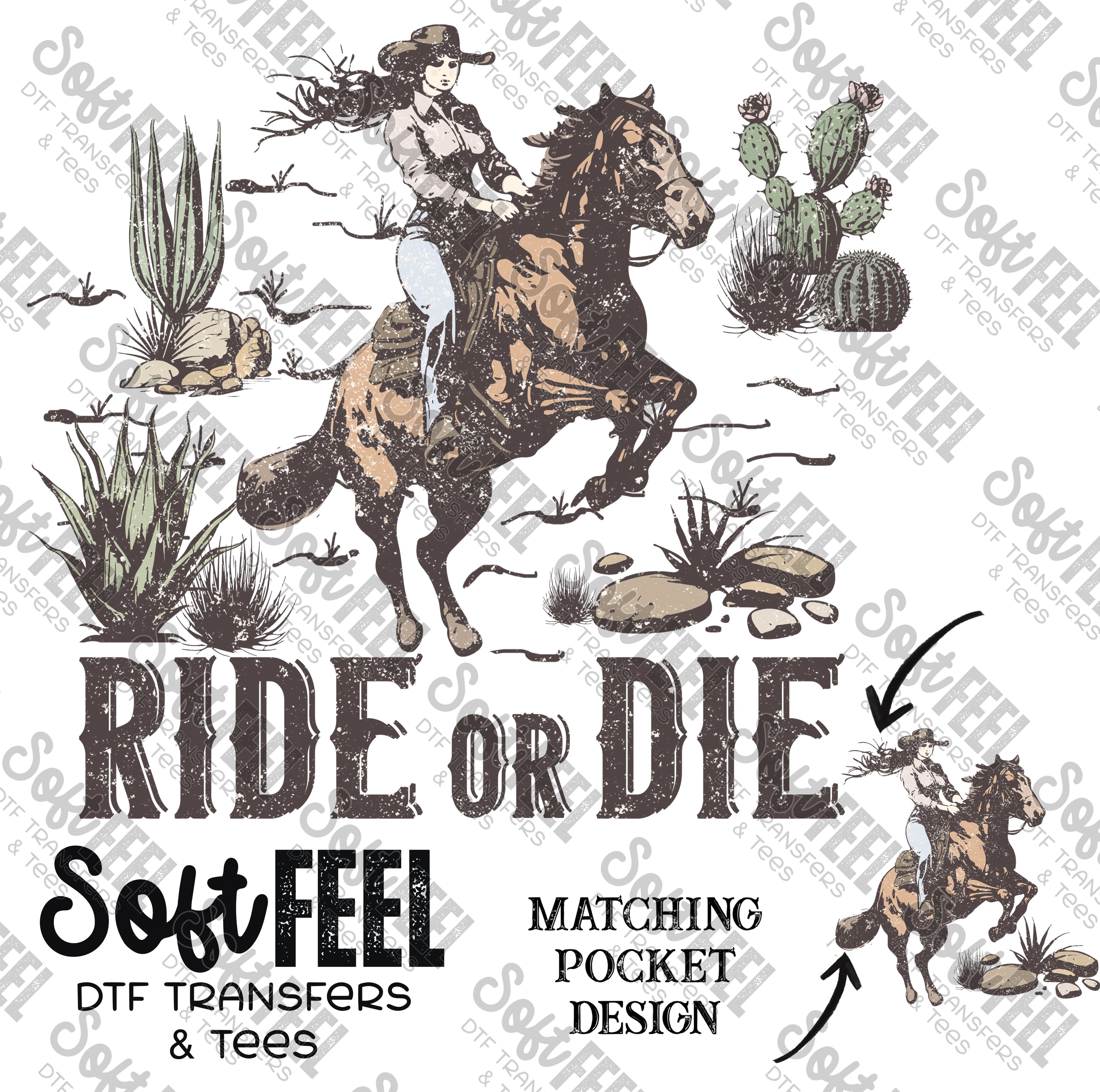 Ride Or Die - Country Western / Women&#39;s - Direct To Film Transfer / DTF - Heat Press Clothing Transfer