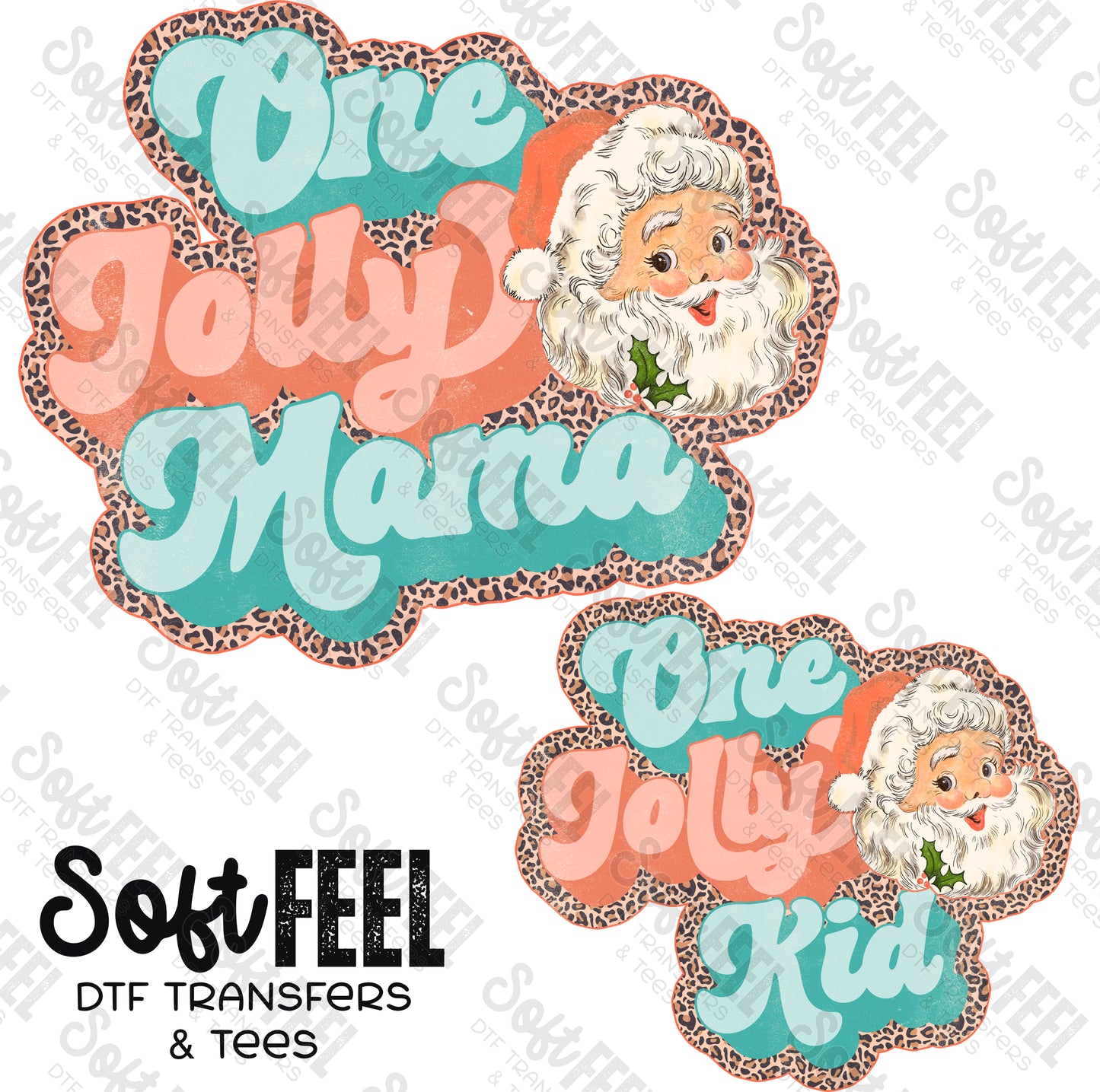 Mama Mini Jolly Santa Christmas - Mama Mini Set / Youth / Women's - Direct To Film Transfer / DTF - Heat Press Clothing Transfer