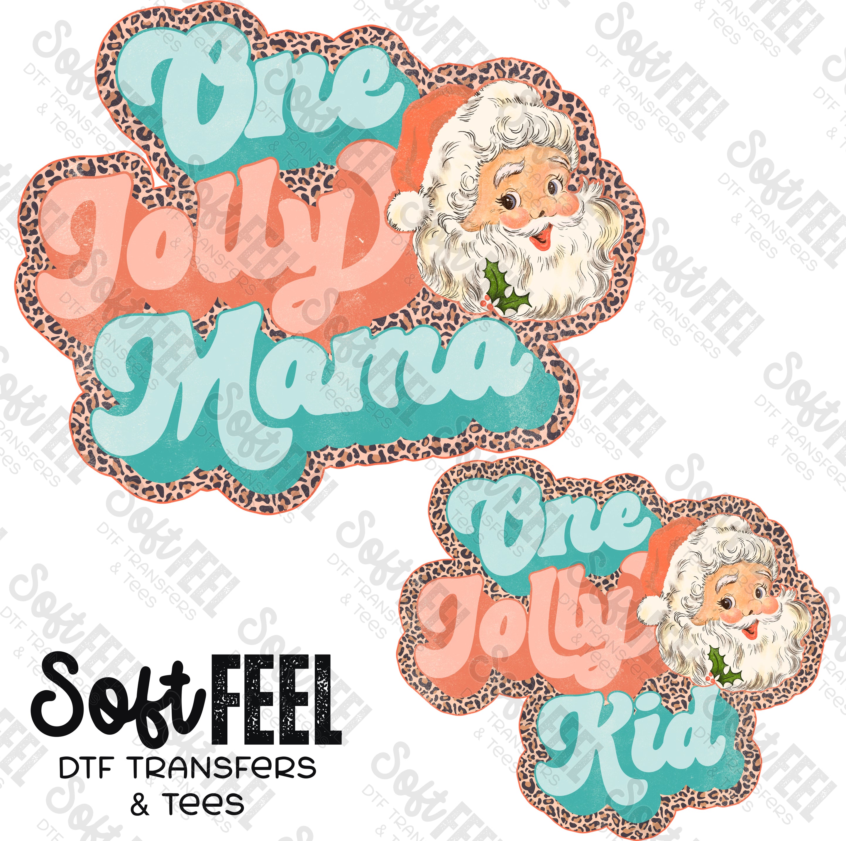 Mama Mini Jolly Santa Christmas - Mama Mini Set / Youth / Women&#39;s - Direct To Film Transfer / DTF - Heat Press Clothing Transfer