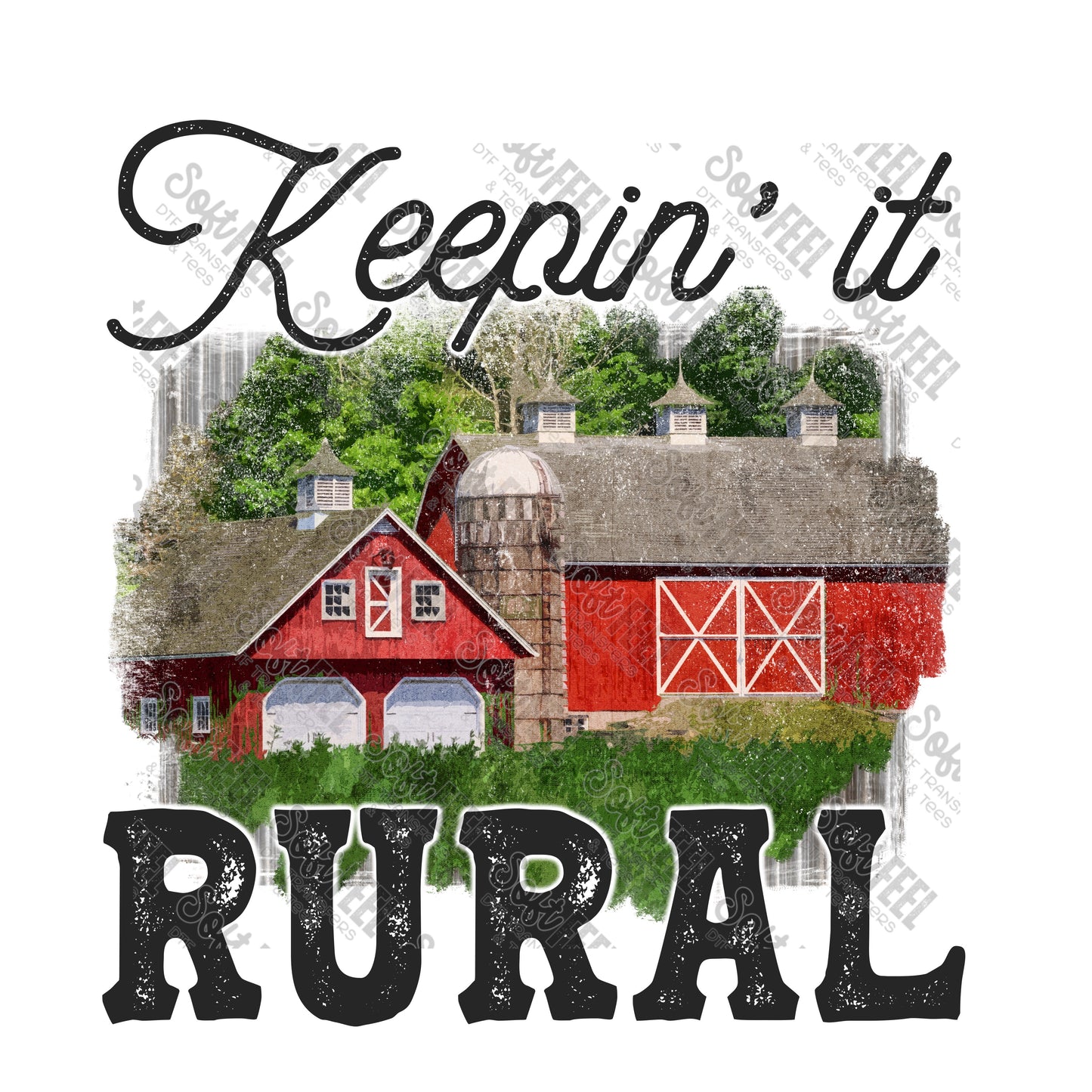 Keeping it Rural Red - Country Western - Direct To Film Transfer / DTF - Heat Press Clothing Transfer