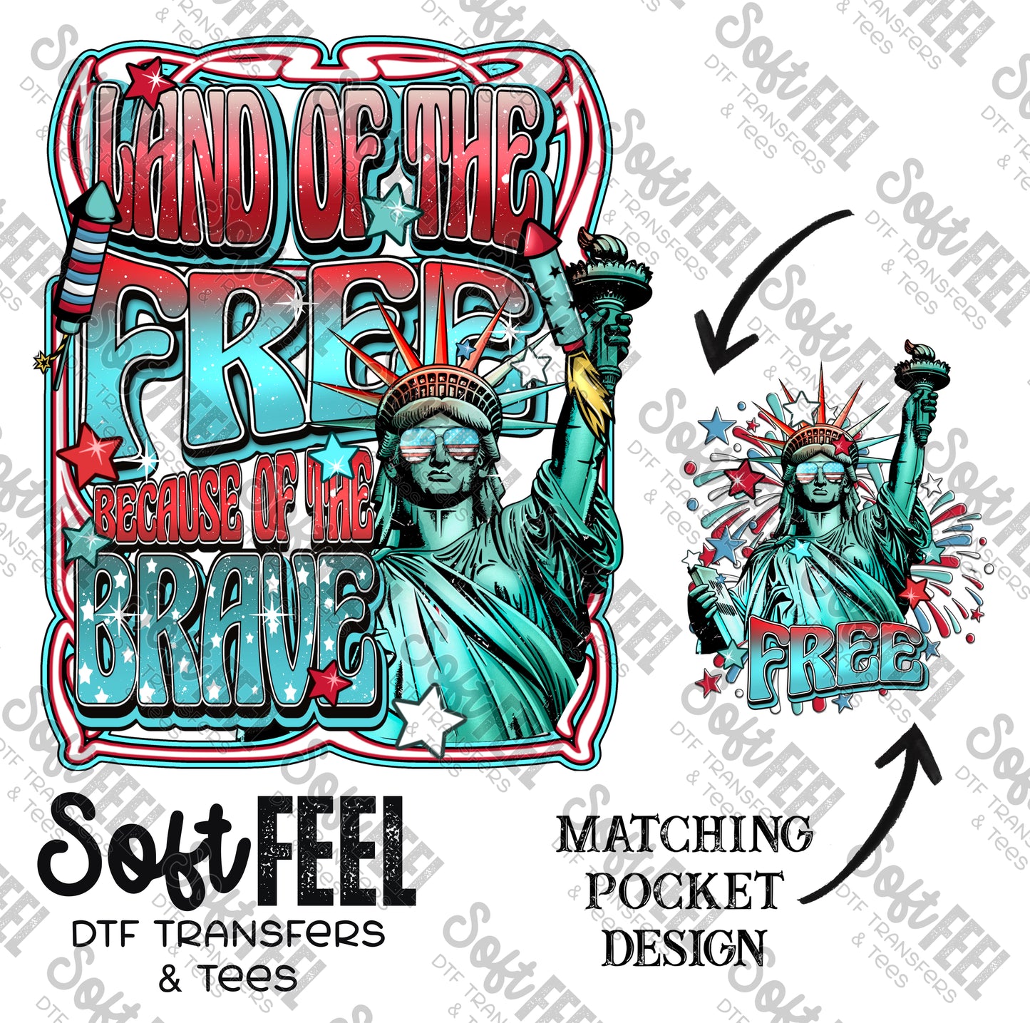 Land of the Free - Patriotic - Direct To Film Transfer / DTF - Heat Press Clothing Transfer