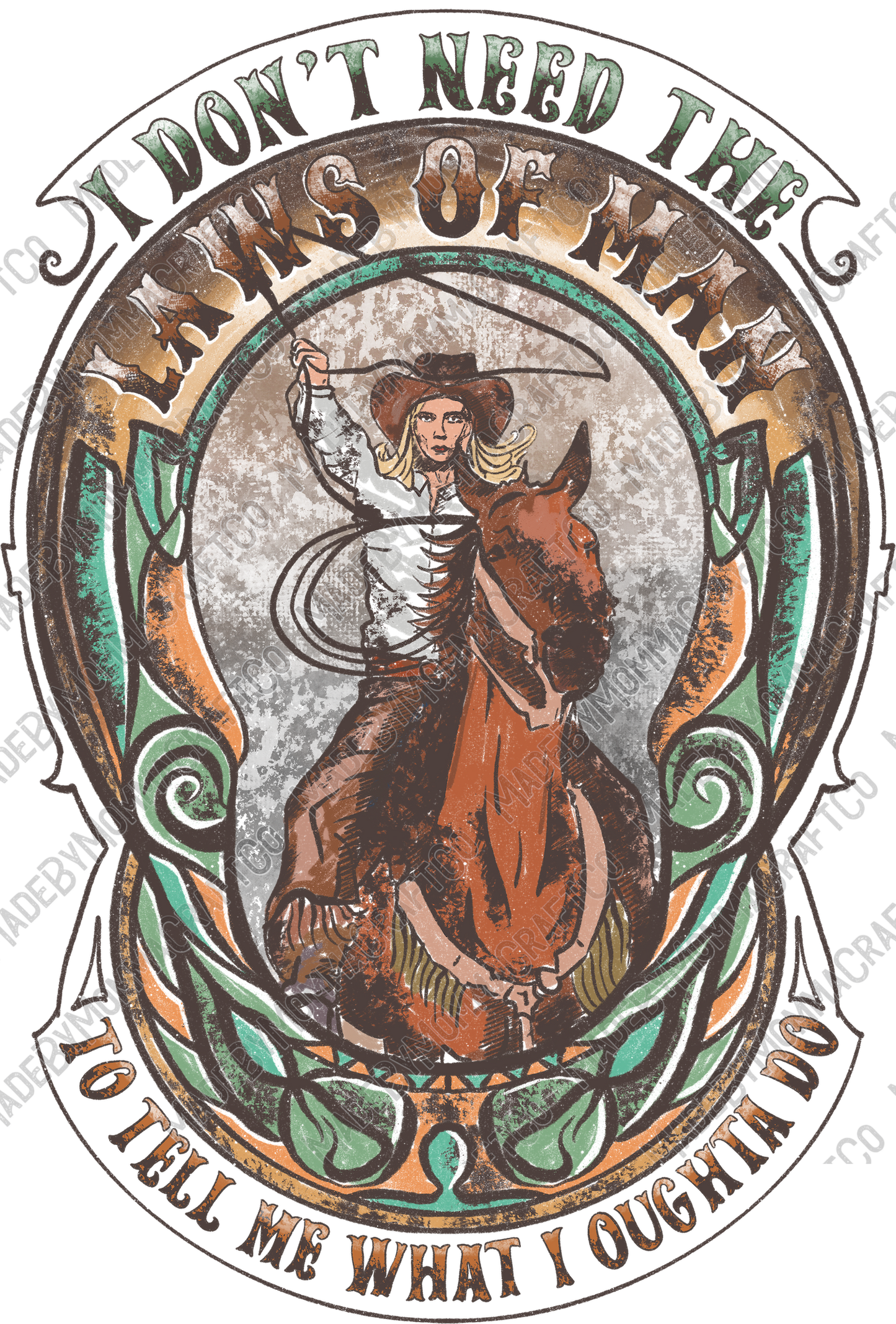 Laws of Man Cowgirl - Vintage Western - Cheat Clear Waterslide™ or White Cast Sticker