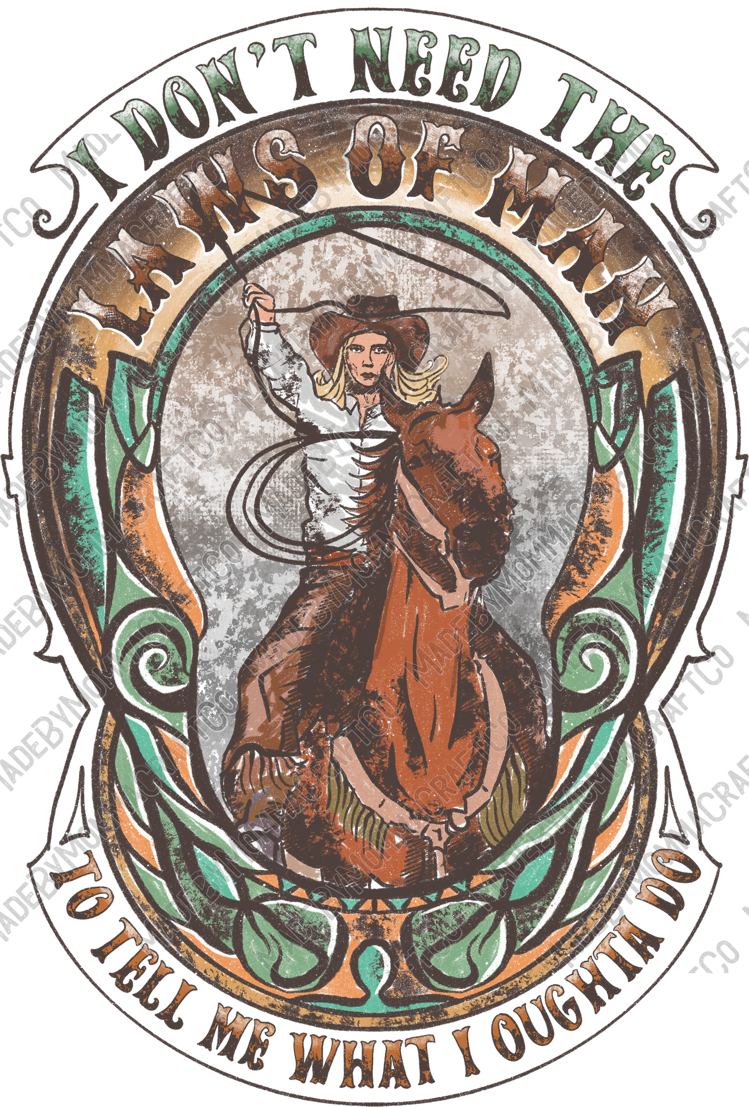 Laws of Man Cowgirl - Vintage Western - Cheat Clear Waterslide™ or White Cast Sticker