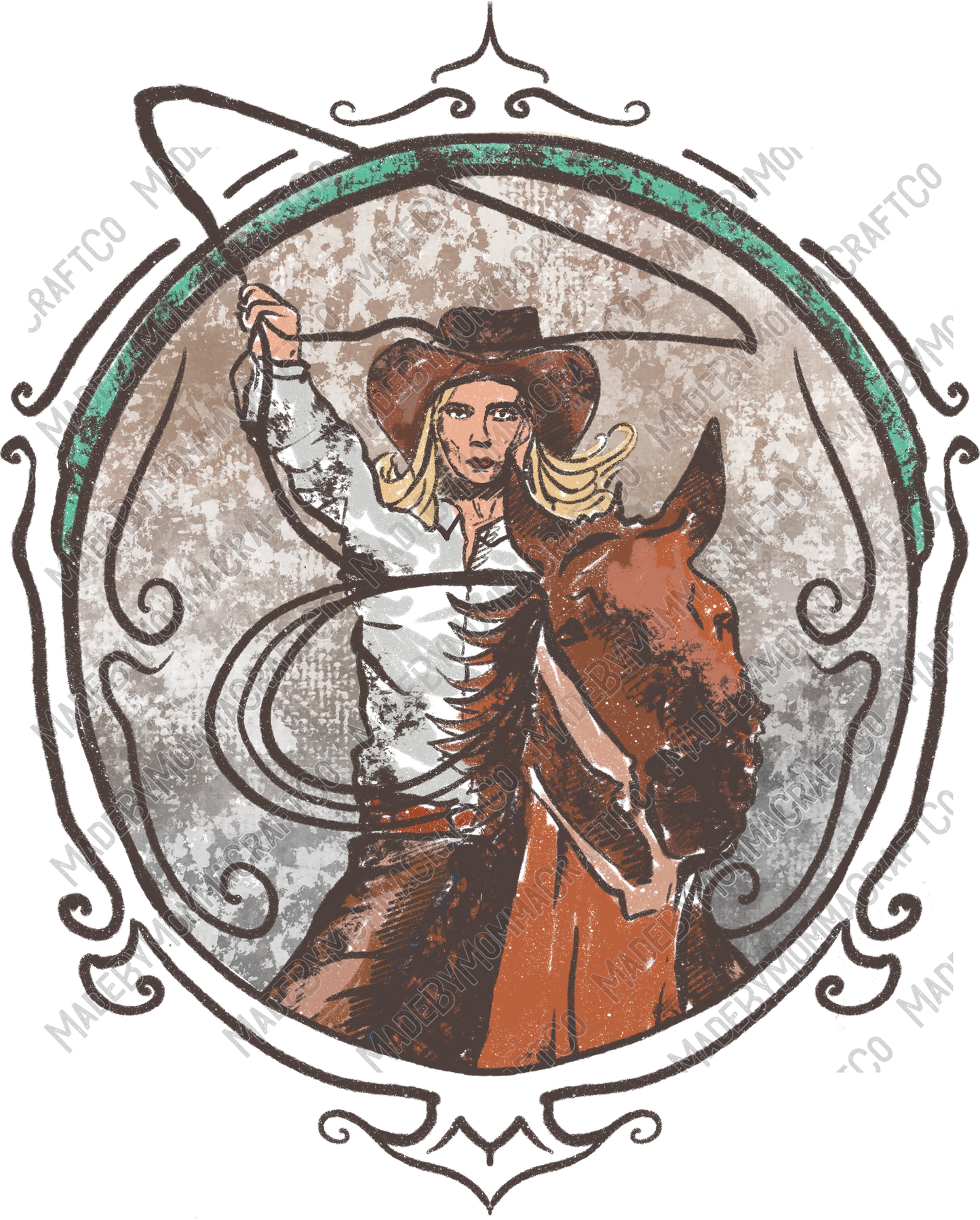 Laws of Man Cowgirl Roping - Vintage Western - Cheat Clear Waterslide™ or White Cast Sticker