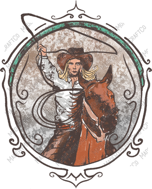 Laws of Man Cowgirl Roping - Vintage Western - Cheat Clear Waterslide™ or White Cast Sticker