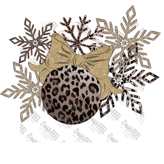 leopard Christmas ornament snow flakes - Christmas - Direct To Film Transfer / DTF - Heat Press Clothing Transfer