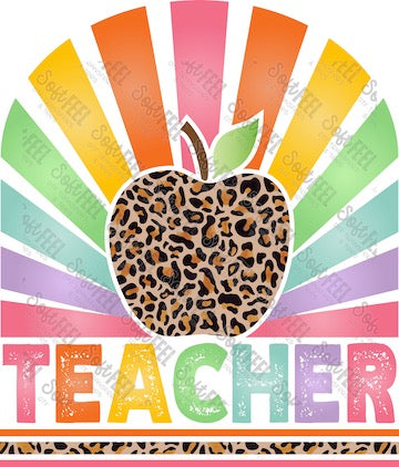 Teacher Rainbow - Retro / Occupations / School and Teacher - Direct To Film Transfer / DTF - Heat Press Clothing Transfer