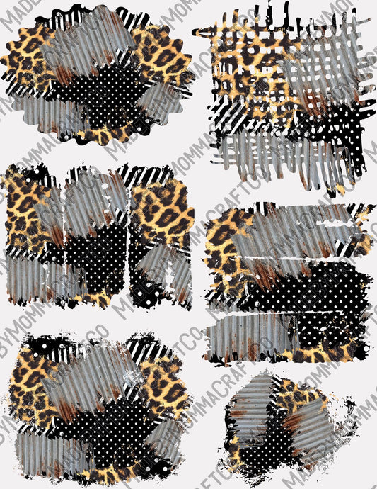 Leopard rustic tin background patches Sheet - Cheat Clear Waterslide ™ or Sticker Themed Sheet  Elements Sheet