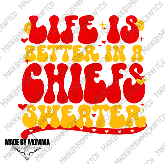 Life Is Better In A Sweater - Sports - Cheat Clear Waterslide™ or White Cast Sticker