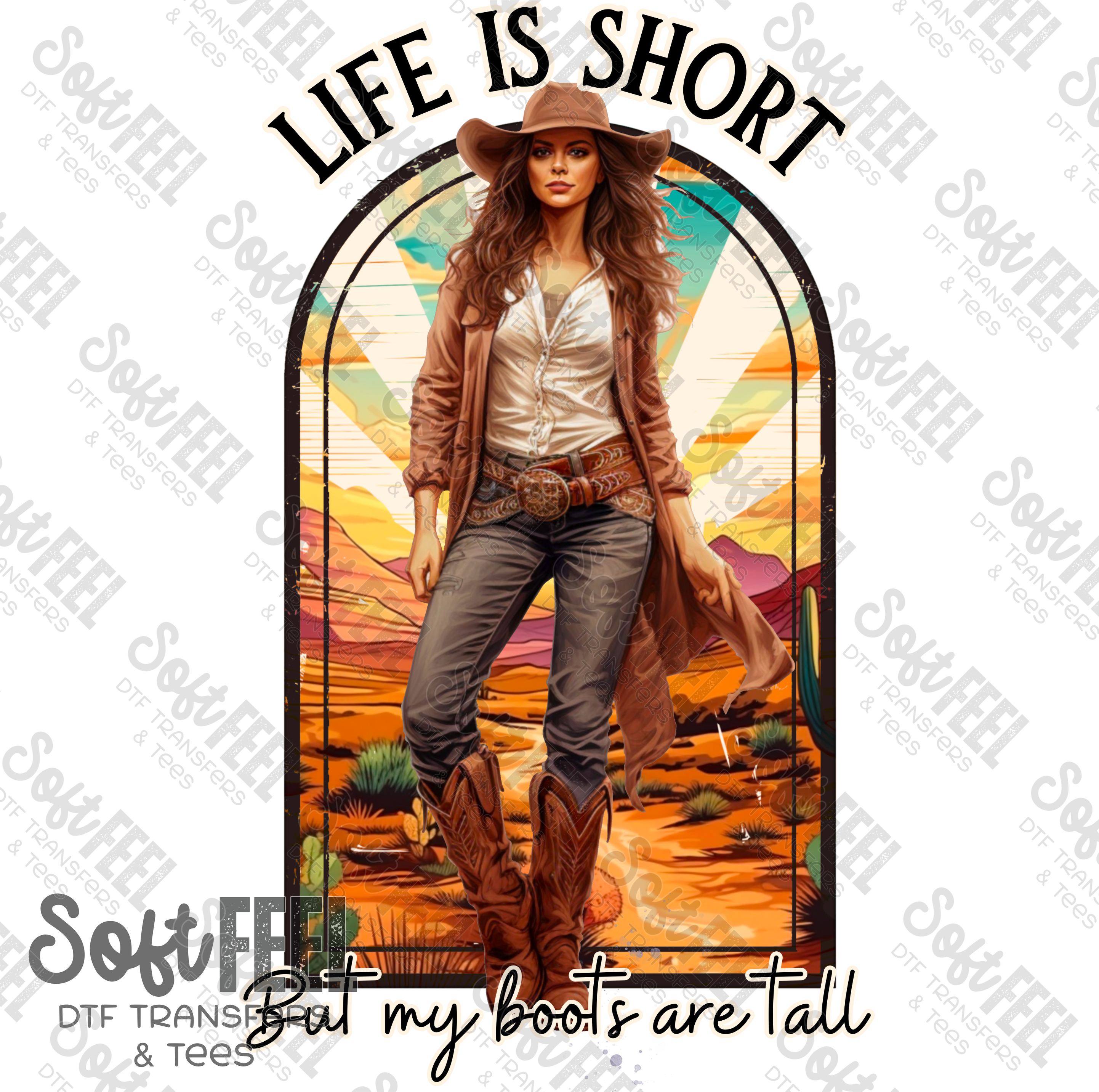 Life Is Short - Country Western / Women&#39;s - Direct To Film Transfer / DTF - Heat Press Clothing Transfer