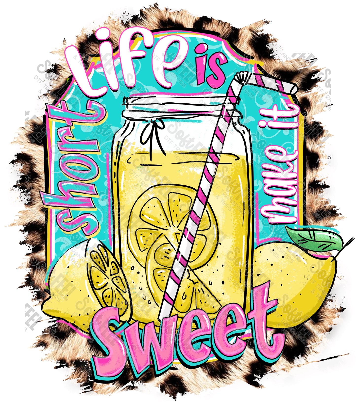 Life Is Sweet Lemon Leopard - Women's / Summer - Direct To Film Transfer / DTF - Heat Press Clothing Transfer