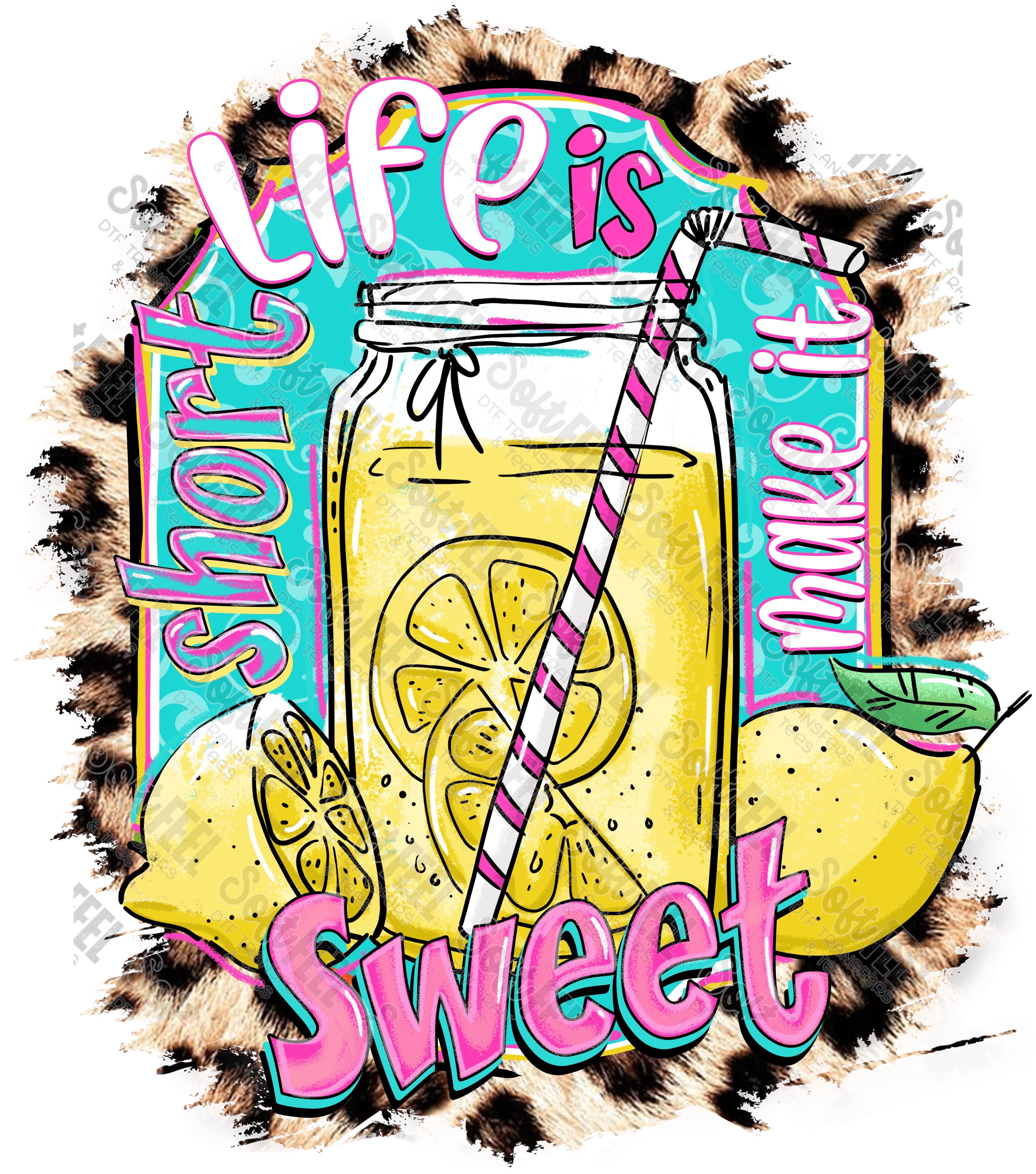 Life Is Sweet Lemon Leopard - Women&#39;s / Summer - Direct To Film Transfer / DTF - Heat Press Clothing Transfer