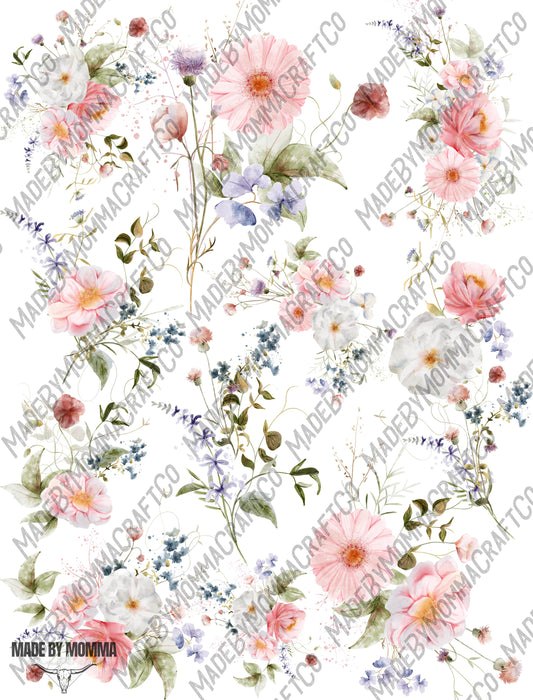 Light Pink Wild Flower Sheet - Cheat Clear Waterslide ™ or Sticker Themed Sheet  Elements Sheet