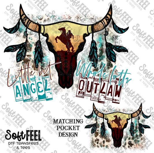 Angel Outlaw - Music / Country Western - Direct To Film Transfer / DTF - Heat Press Clothing Transfer