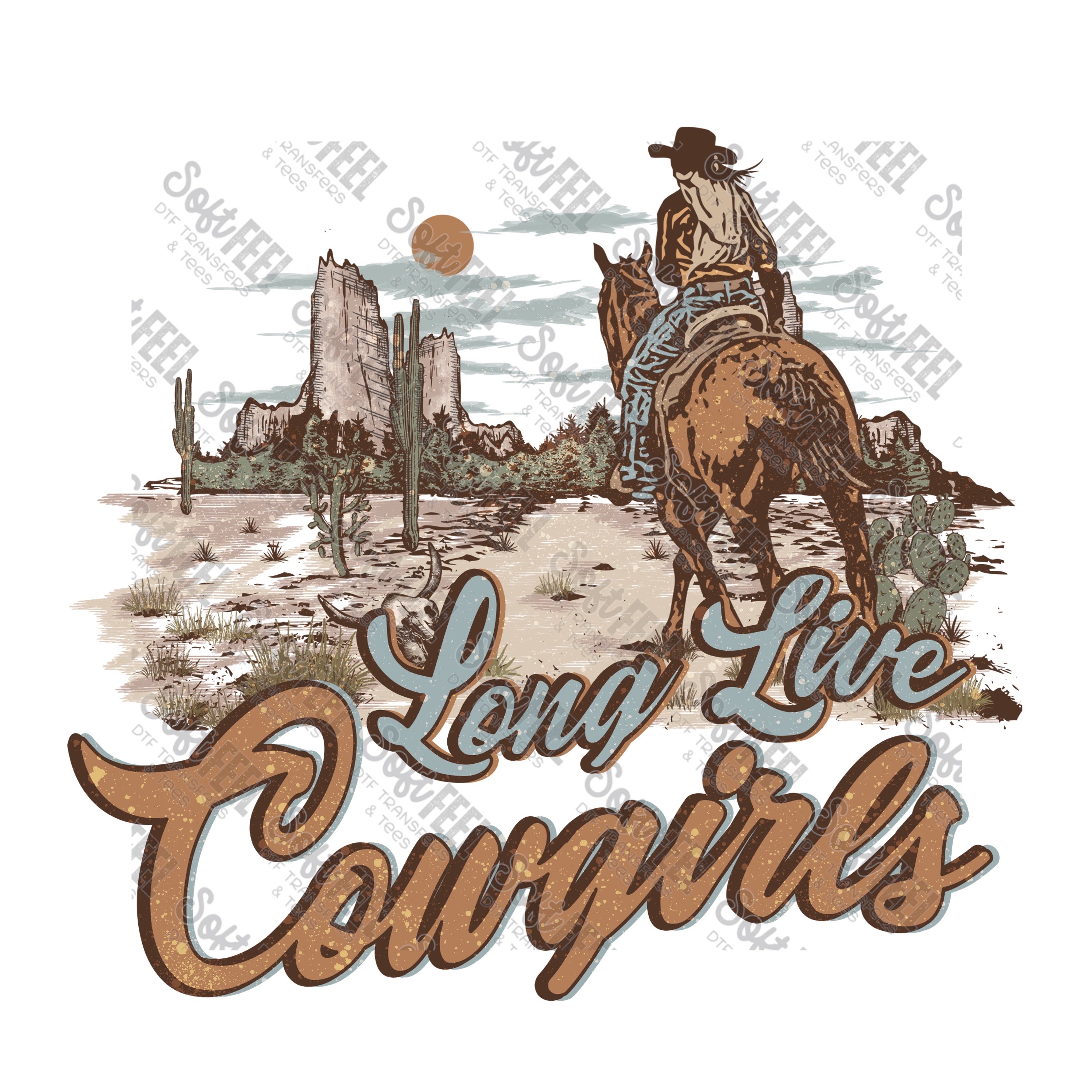 Long Live Cowgirls - Country Western / Women&#39;s - Direct To Film Transfer / DTF - Heat Press Clothing Transfer