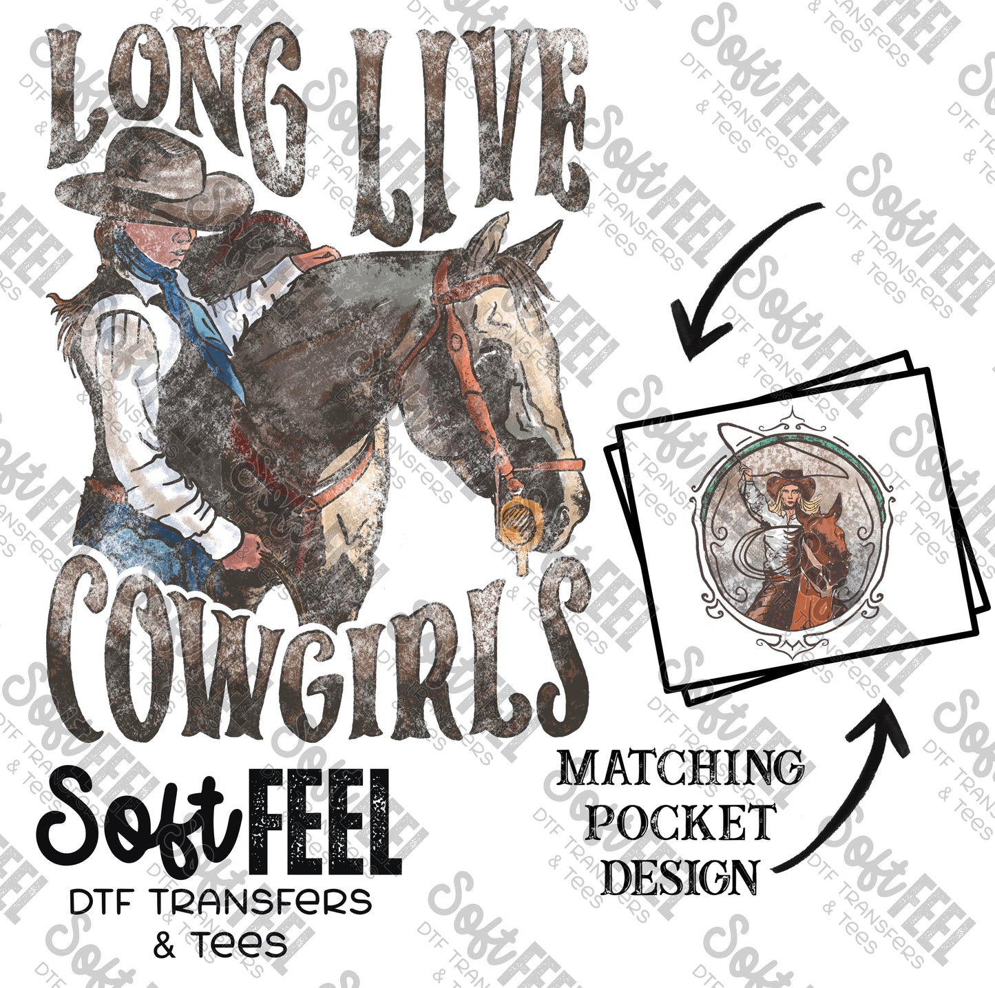 Long Live Cowgirls - Vintage Country Western - Direct To Film Transfer / DTF - Heat Press Clothing Transfer