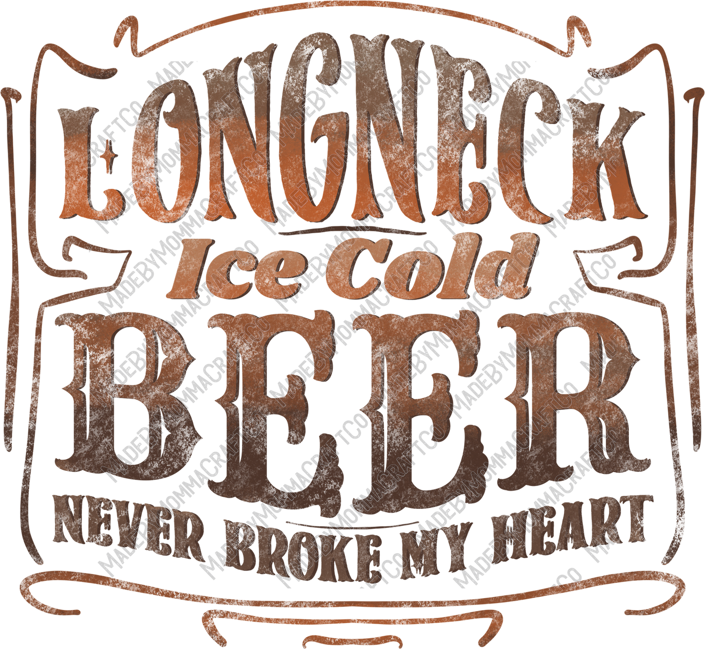 LongNeck Ice Cold Beer Sign - Vintage Western - Cheat Clear Waterslide™ or White Cast Sticker