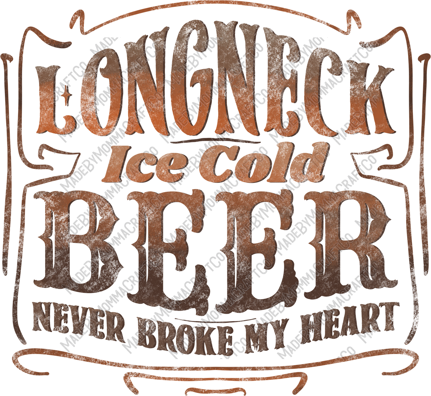 LongNeck Ice Cold Beer Sign - Vintage Western - Cheat Clear Waterslide™ or White Cast Sticker