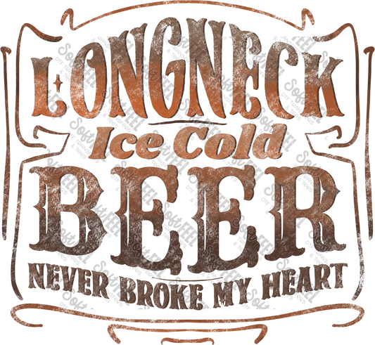 Longneck Ice Cold Beer - Music / Country Western - Direct To Film Transfer / DTF - Heat Press Clothing Transfer