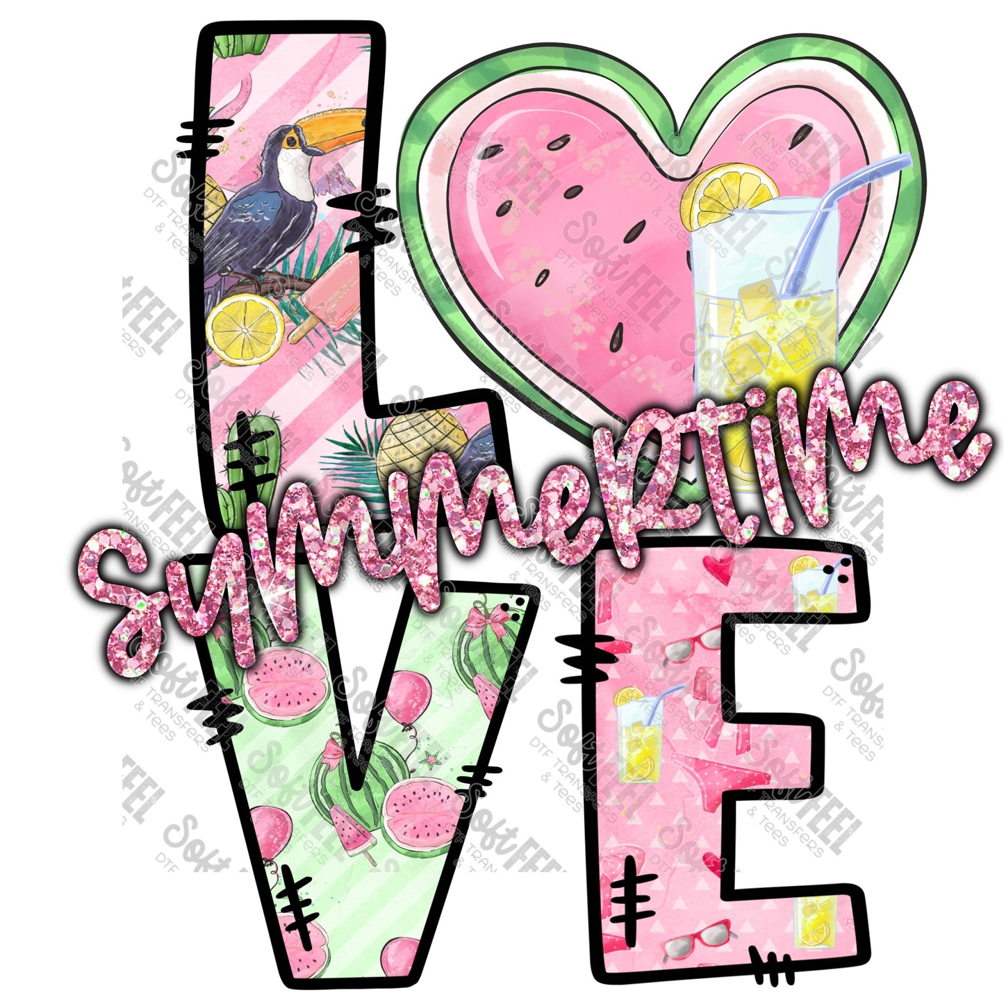 Love Summertime - Summer / Women's - Direct To Film Transfer / DTF - Heat Press Clothing Transfer