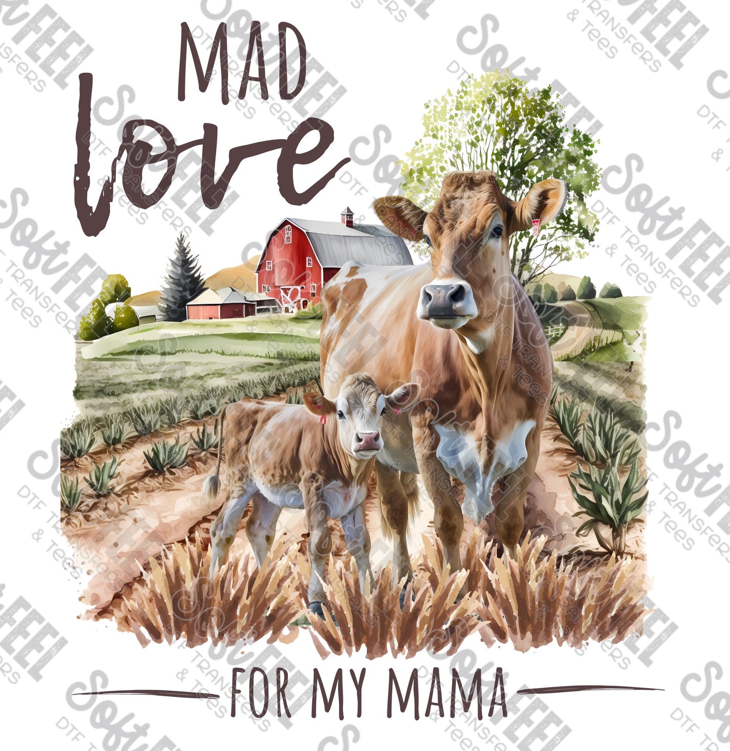 Mad Love for my Mama Cow Calf Pair - Youth / Western - Direct To Film Transfer / DTF - Heat Press Clothing Transfer