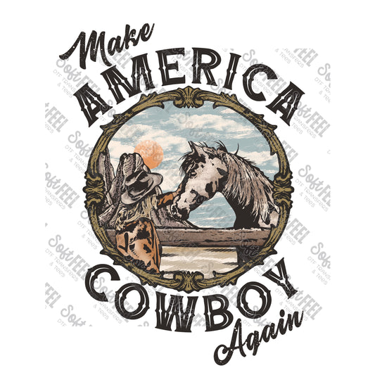 Make America Cowboy Again - Country Western - Direct To Film Transfer / DTF - Heat Press Clothing Transfer